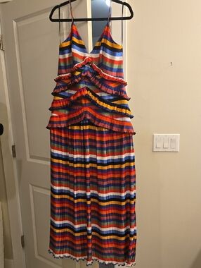 Elliatt Multicolor Striped Maxi Dress with Ruffle Tiers